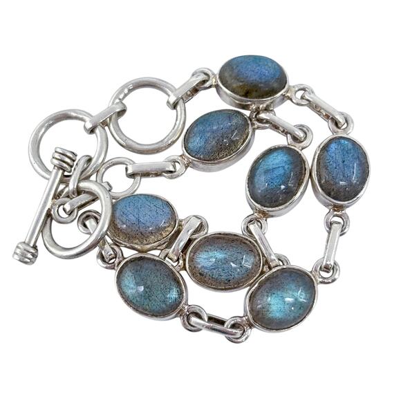 Vintage Sterling Silver 925 Labradorite Tennis Bracelet 7.5", 8", 8.5" - Picture 5 of 6